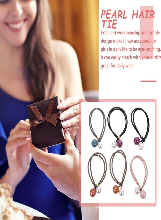 سولوستر مجموعة ربطات شعر سولستري المرصعة باللؤلؤ، 6 قطع، ربطات شعر مرنة مبتكرة مزينة بحلقات شعر أنيقة من اللؤلؤ، إكسسوارات شعر للنساء والفتيات - Image 2