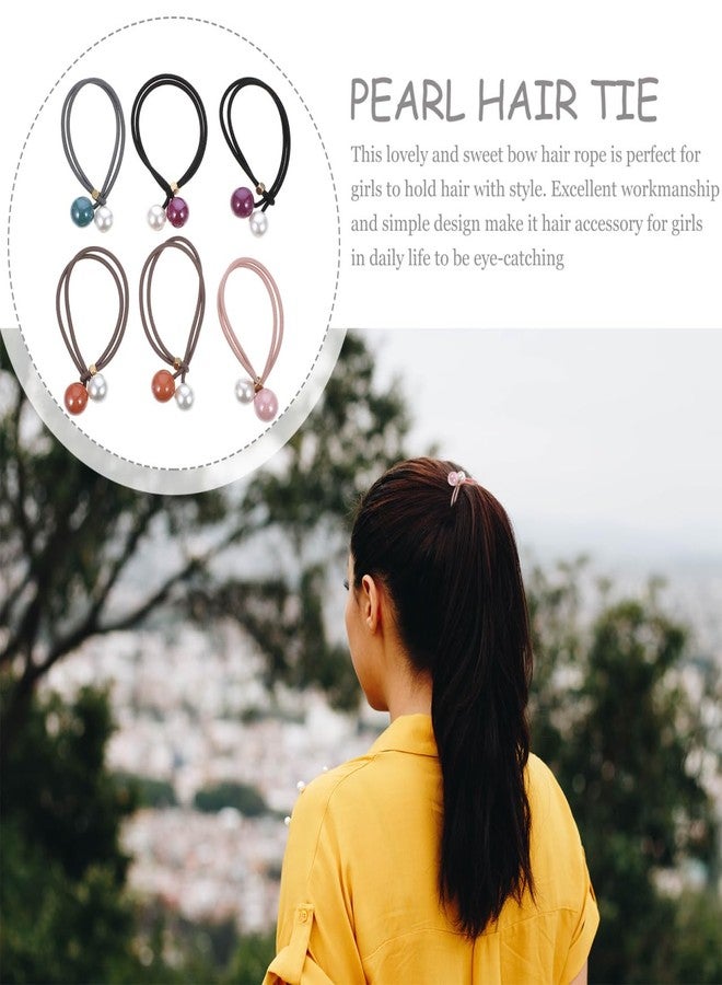 سولوستر مجموعة ربطات شعر سولستري المرصعة باللؤلؤ، 6 قطع، ربطات شعر مرنة مبتكرة مزينة بحلقات شعر أنيقة من اللؤلؤ، إكسسوارات شعر للنساء والفتيات - Image 4