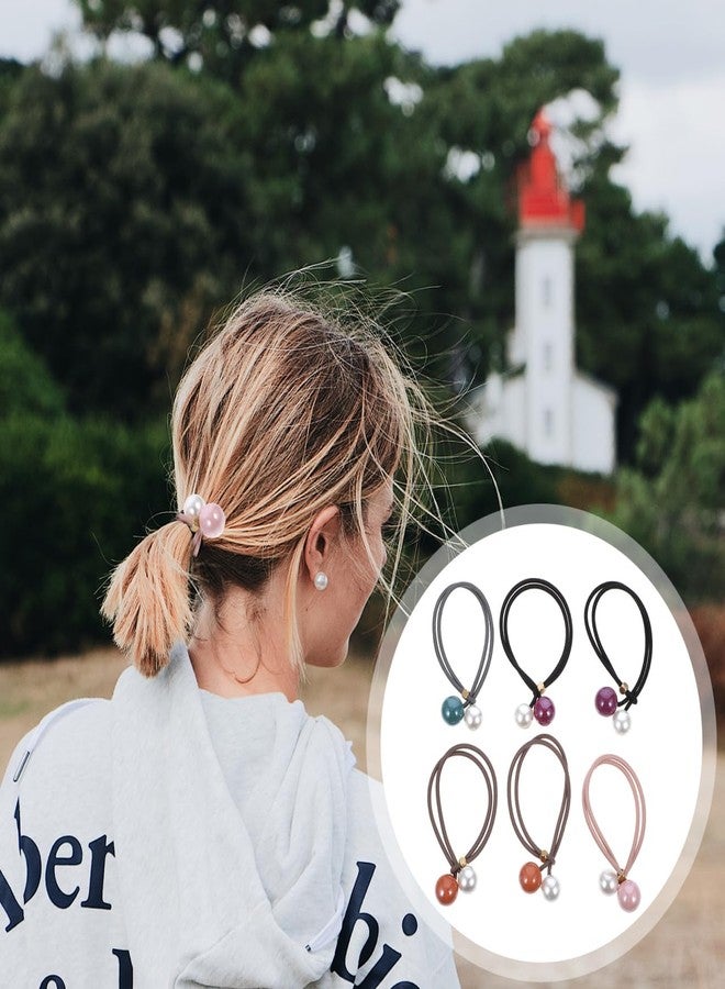 سولوستر مجموعة ربطات شعر سولستري المرصعة باللؤلؤ، 6 قطع، ربطات شعر مرنة مبتكرة مزينة بحلقات شعر أنيقة من اللؤلؤ، إكسسوارات شعر للنساء والفتيات - Image 5