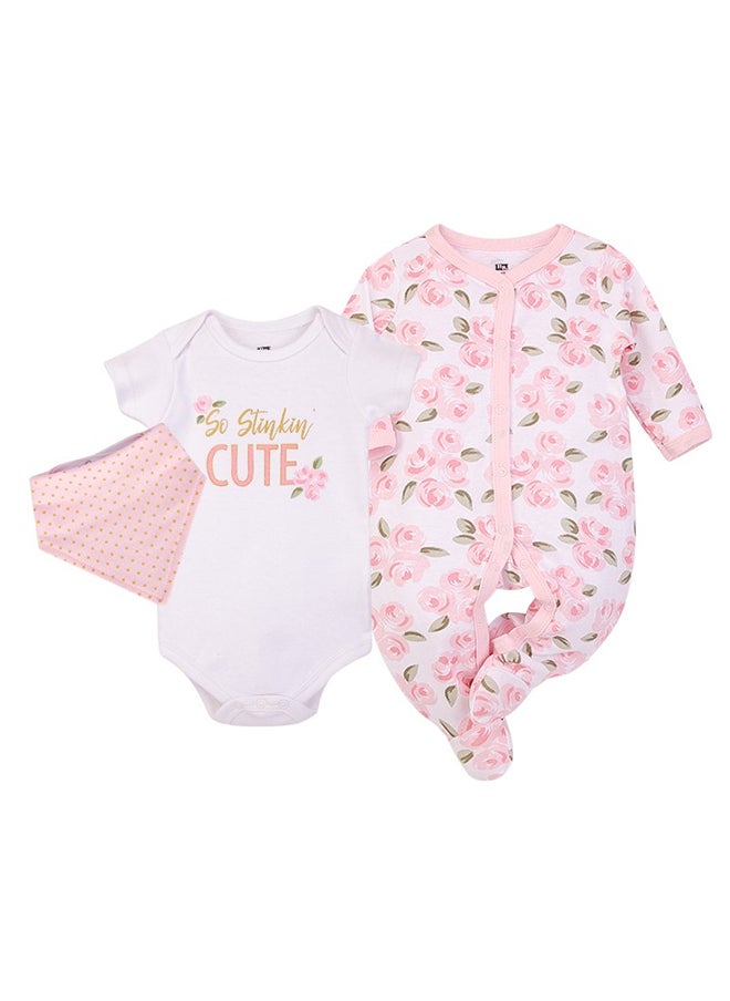 hudson baby Baby Layette Set 3 Piece Roses, 6 - 9 Months  - Image 1