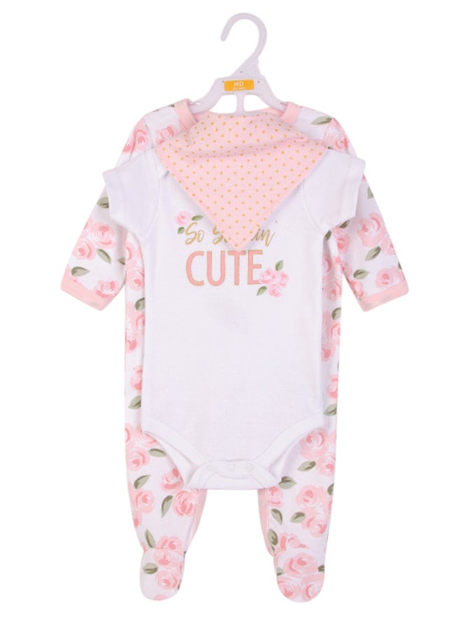 hudson baby Baby Layette Set 3 Piece Roses, 6 - 9 Months  - Image 2