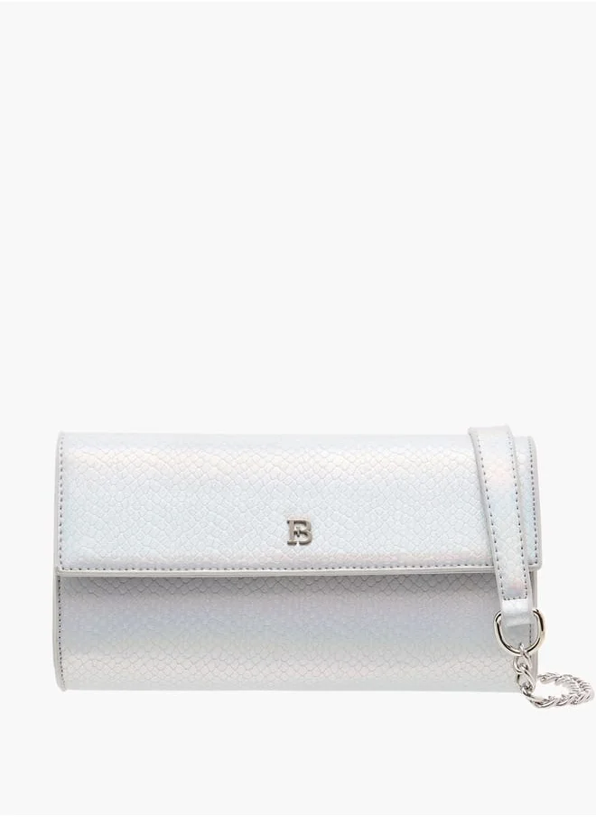 Flora Bella By Shoexpress Women Textured Crossbody Bag with Detachable Chain Strap and Flap Closure Ramadan Collection