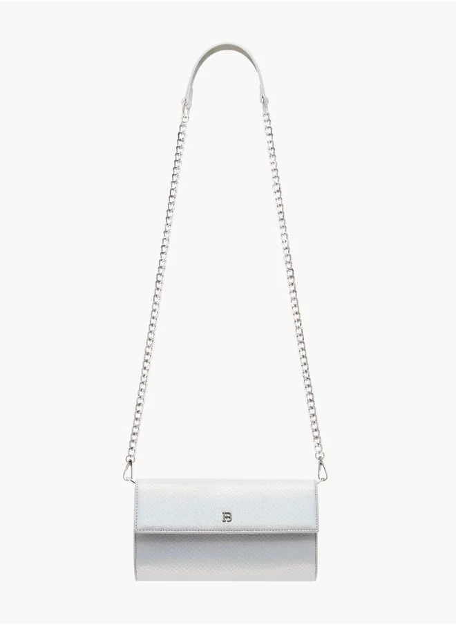 Flora Bella By Shoexpress Women Textured Crossbody Bag with Detachable Chain Strap and Flap Closure Ramadan Collection