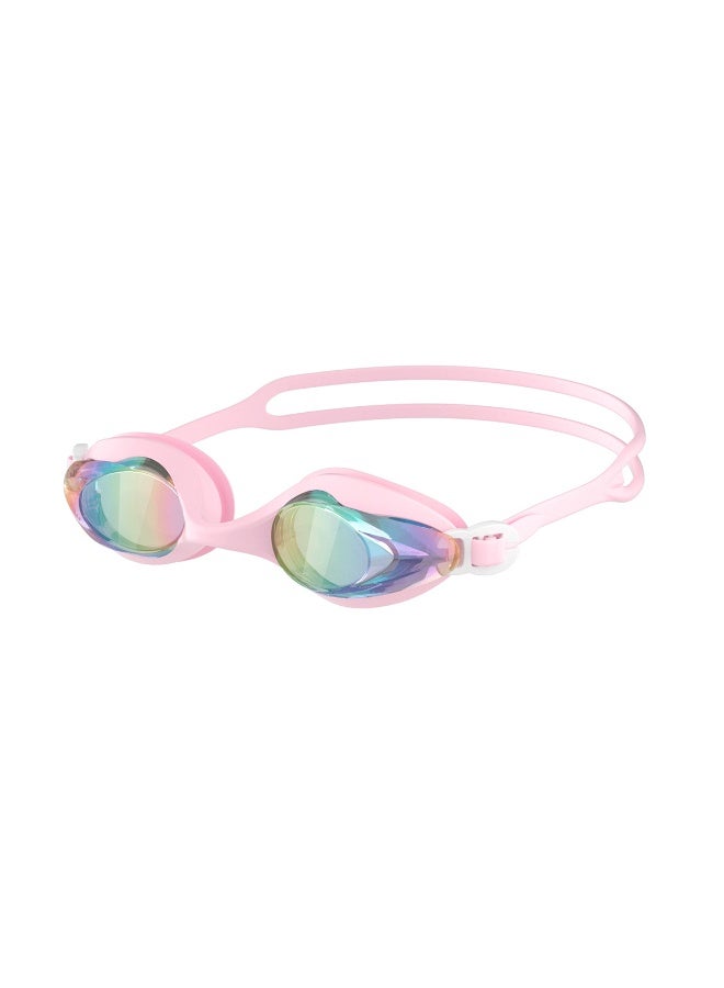 Dolphin 5016 Anti-Fog & UV Swimming Goggles for Adults Mirrored Lenses Silicone Straps With Box & Earplugs, Light Pink - Image 1
