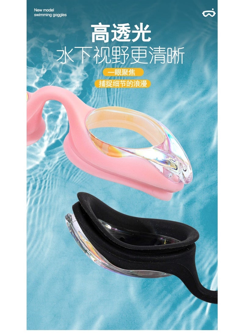 Dolphin 5016 Anti-Fog & UV Swimming Goggles for Adults Mirrored Lenses Silicone Straps With Box & Earplugs, Light Pink - Image 3