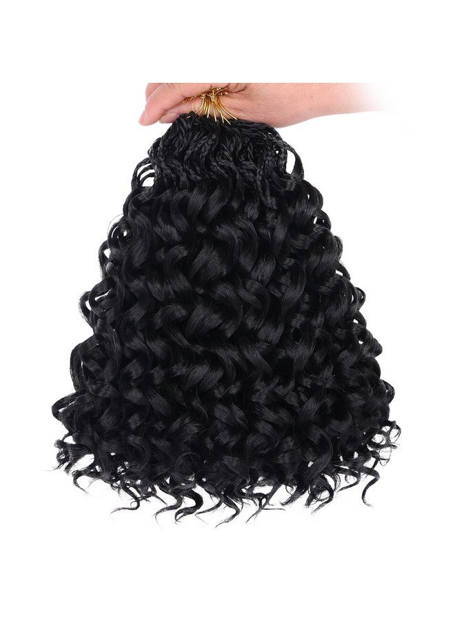 Leeven Gogo Curl Crochet Hair 10 Inch 8 Packs Black Ocean Wave Crochet Hair Pre Looped Deep Twist Goddess Box Braids Short Curly Water Wave Synthetic Braiding Hair for Women Girl Kids - Image 2