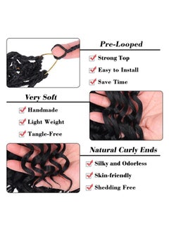 Leeven Leeven Gogo Curl Crochet Hair 10 Inch 8 Packs Black Ocean Wave Crochet Hair Pre Looped Deep Twist Goddess Box Braids Short Curly Water Wave Synthetic Braiding Hair for Women Girl Kids  - Image 4