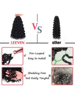 Leeven Leeven Gogo Curl Crochet Hair 10 Inch 8 Packs Black Ocean Wave Crochet Hair Pre Looped Deep Twist Goddess Box Braids Short Curly Water Wave Synthetic Braiding Hair for Women Girl Kids  - Image 5