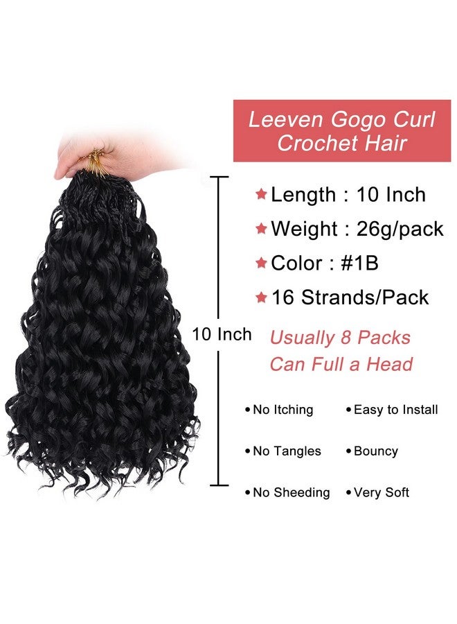 Leeven Gogo Curl Crochet Hair 10 Inch 8 Packs Black Ocean Wave Crochet Hair Pre Looped Deep Twist Goddess Box Braids Short Curly Water Wave Synthetic Braiding Hair for Women Girl Kids - Image 3