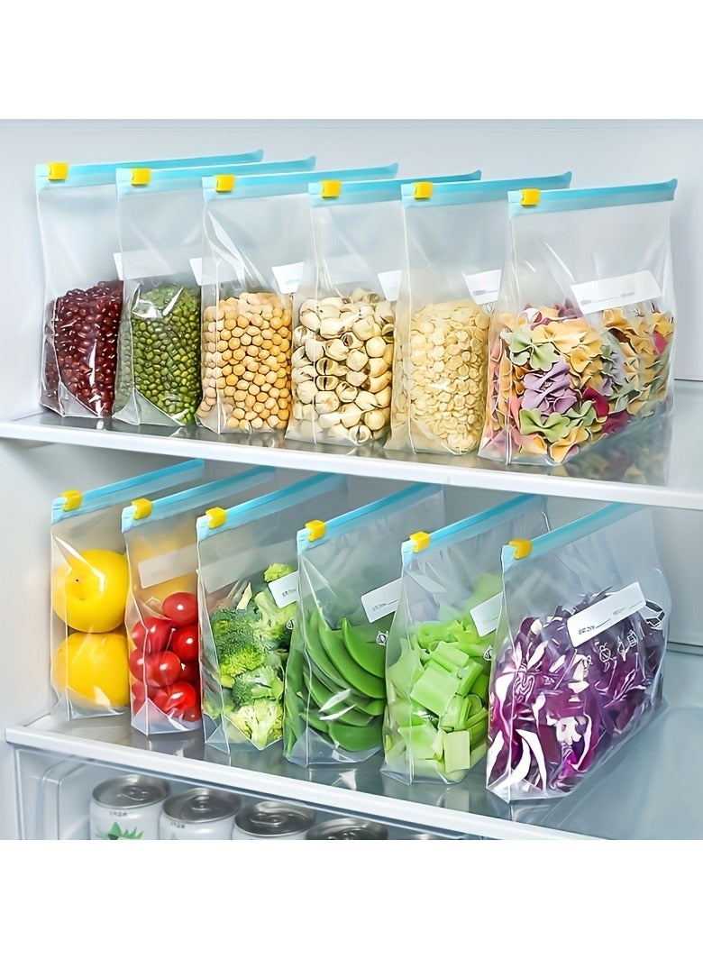 أكياس تخزين طعام قابلة لإعادة الاستخدام بسحاب، 45 قطعة، مع ختم للحفاظ على النضارة - موفرة للمساحة، جاهزة لوضع الملصقات عليها، للفواكه والخضراوات والحبوب واللحوم - آمنة على الطعام - Image 1