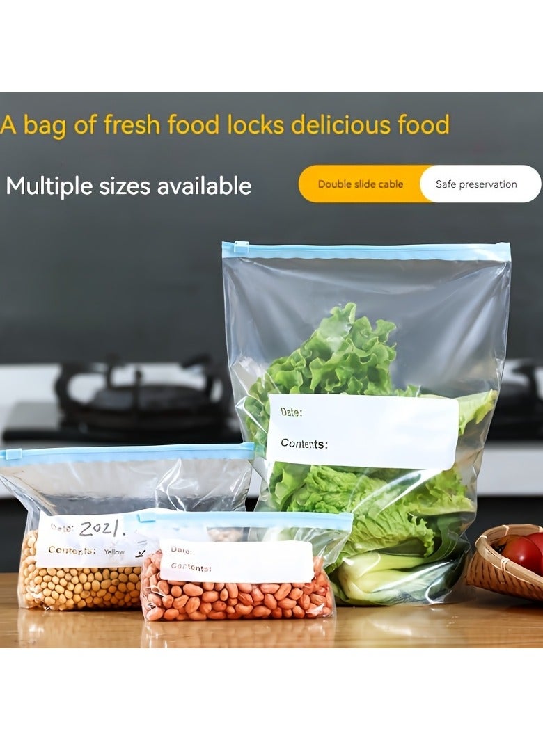 أكياس تخزين طعام قابلة لإعادة الاستخدام بسحاب، 45 قطعة، مع ختم للحفاظ على النضارة - موفرة للمساحة، جاهزة لوضع الملصقات عليها، للفواكه والخضراوات والحبوب واللحوم - آمنة على الطعام - Image 3