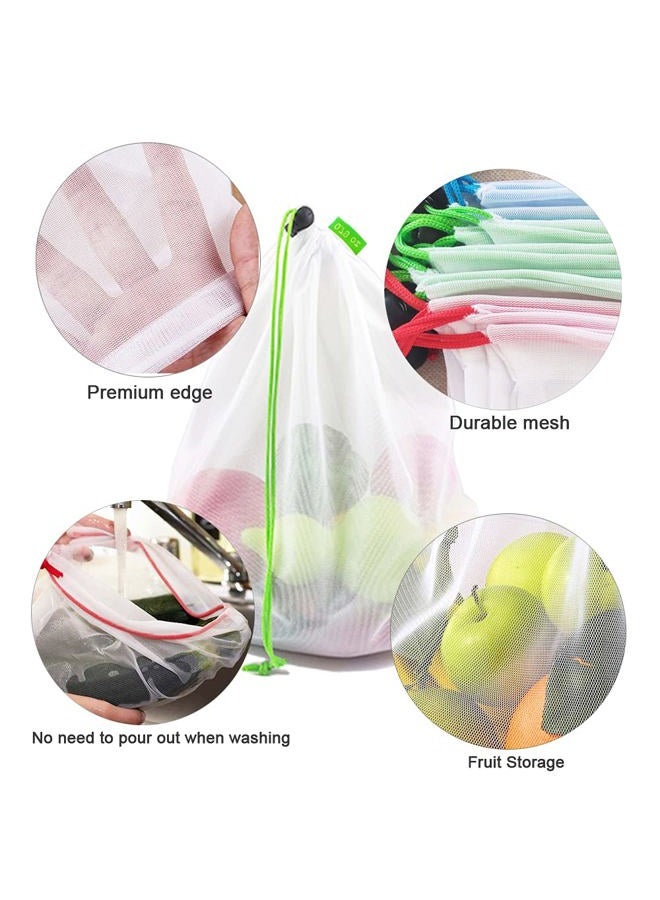 RUSON 16 Pcs Mesh Small Toy Bags for Storage, 3 Sizes Reusable Mesh Drawstring Produce Bags Puzzle Bag for Kids Storage Playroom Organization, Fruits, Vegetable - Image 3