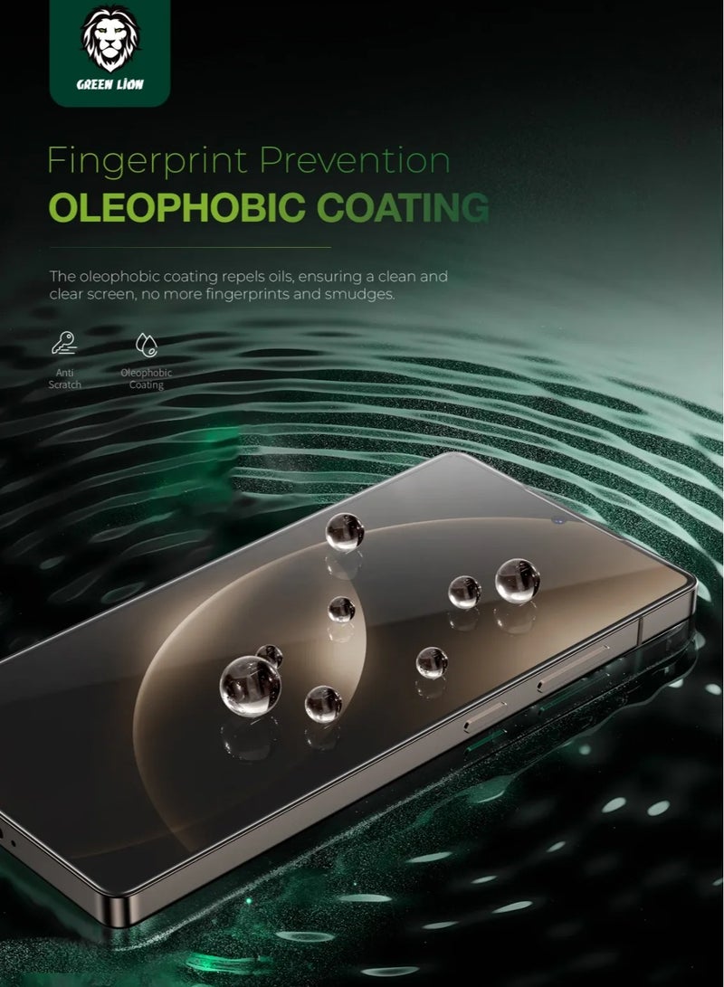 جرين ليون واقي شاشة زجاجي 9H Crystal Shield لهاتف Samsung Galaxy S25 Ultra / مقاوم للصدمات / سريع الاستجابة للمس / فتح بصمة الإصبع / مضاد للخدش / واقي شاشة خالٍ من الفقاعات - شفاف - Image 2