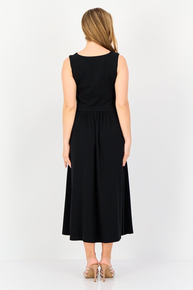 bebe Women Solid Midi Dress, Dark Navy  - Image 2