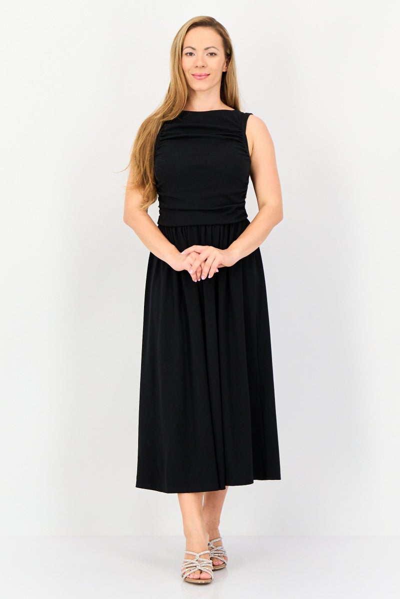 bebe Women Solid Midi Dress, Dark Navy  - Image 1