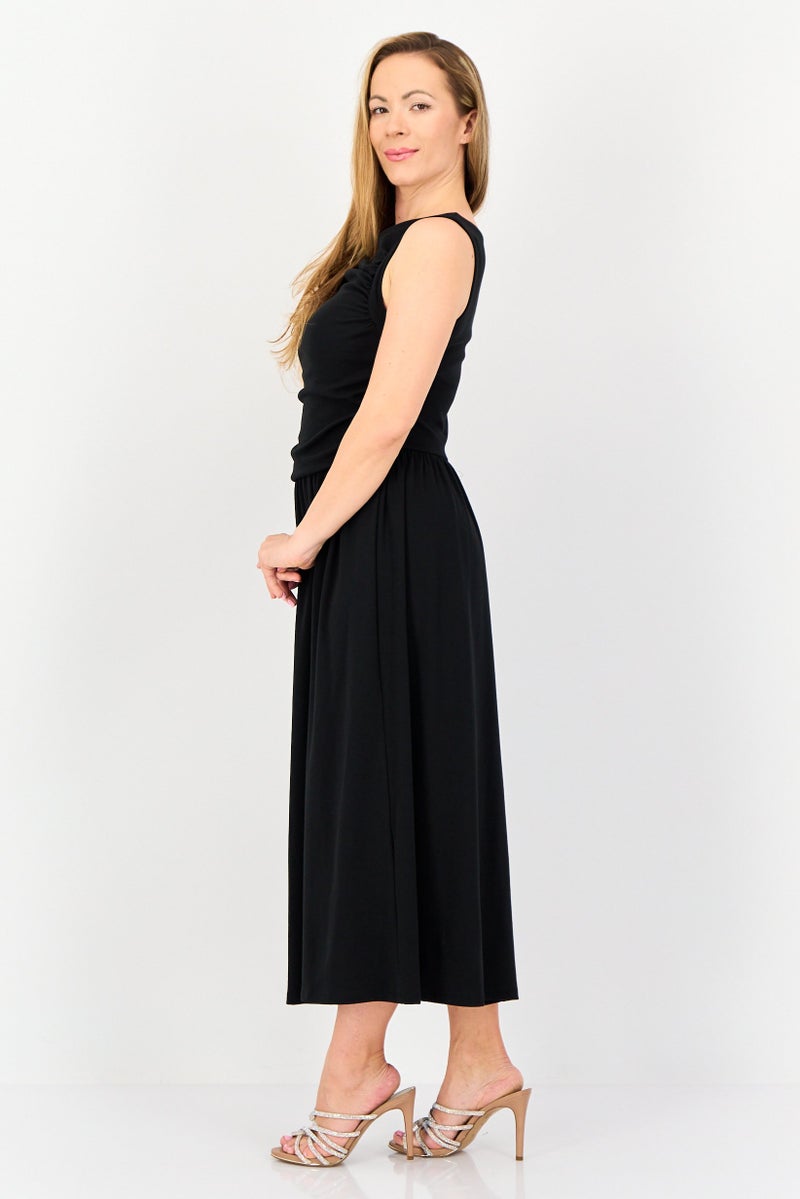 bebe Women Solid Midi Dress, Dark Navy  - Image 4