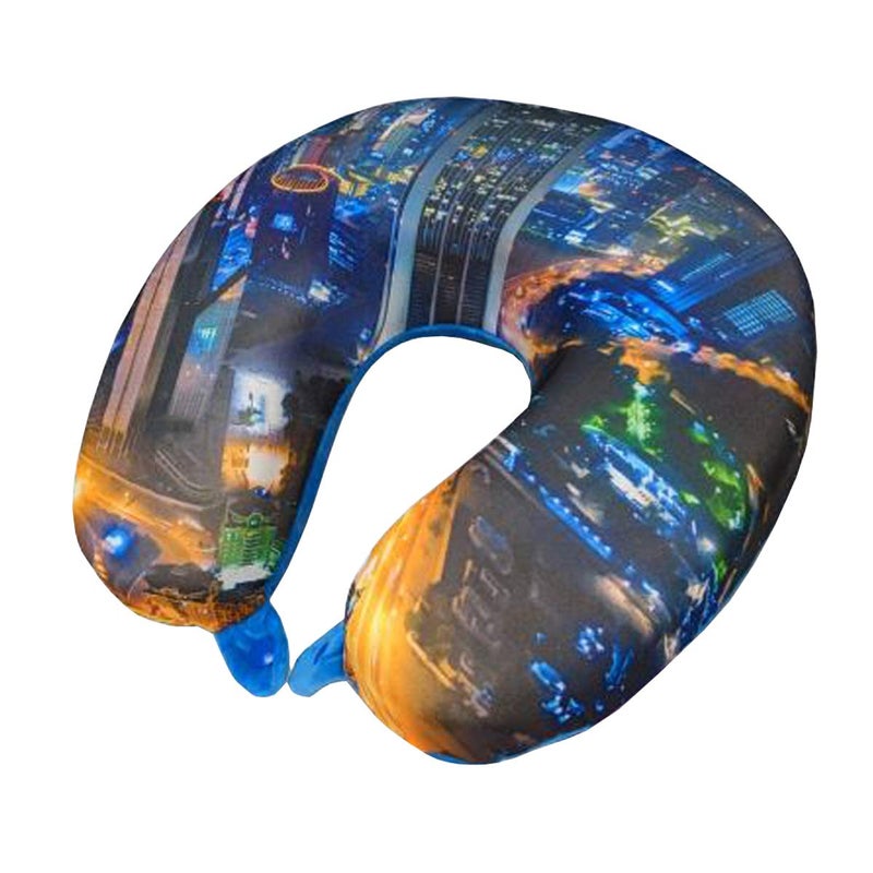 Viaggi 3D Print U Shaped Memory Foam Travel Neck Pillow for Neck Pain Relief Comfortable Super Soft Orthopedic Cervical Pillows Yellow City - Image 3