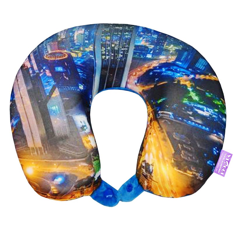 Viaggi 3D Print U Shaped Memory Foam Travel Neck Pillow for Neck Pain Relief Comfortable Super Soft Orthopedic Cervical Pillows Yellow City - Image 1