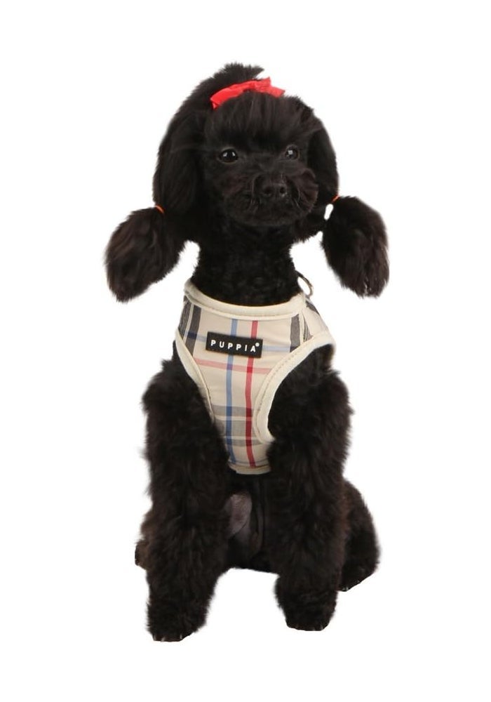 Puppia Authentic Junior Harness B for Dogs, Medium Size, Beige Checkered Design - Image 3