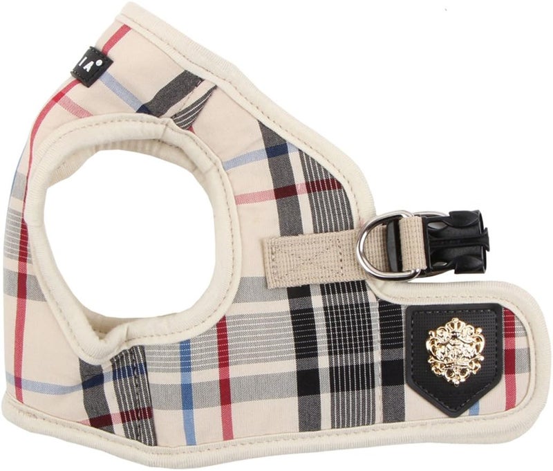 Puppia Authentic Junior Harness B for Dogs, Medium Size, Beige Checkered Design - Image 1