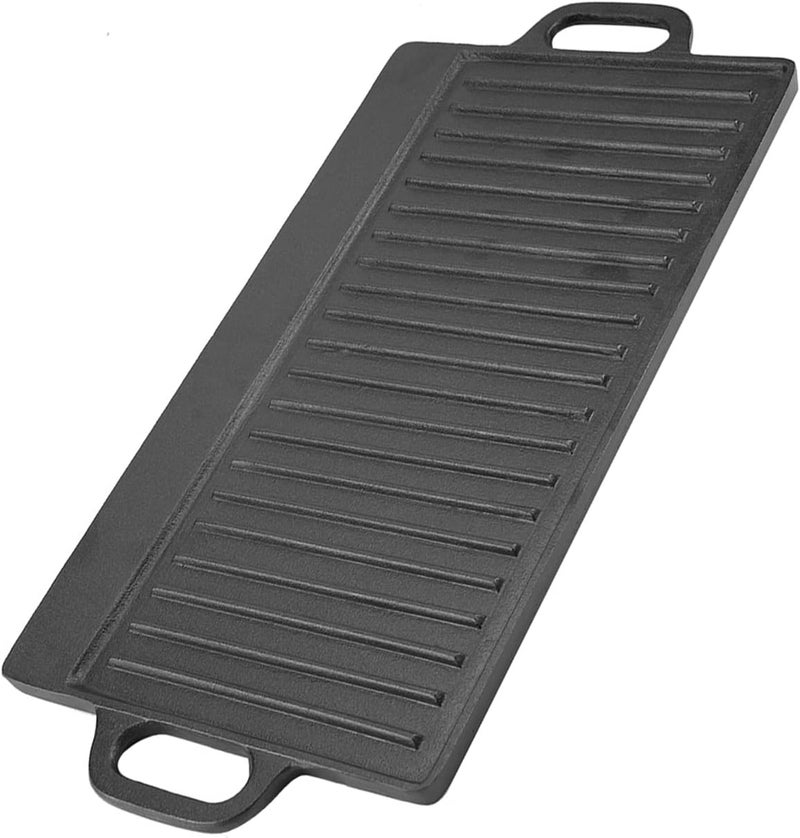 NonStick Cast Iron Griddle Pan with Ridged and Flat Sides for Cooking Eggs Bacon Pancakes and More Ideal for Outdoor BBQ Campfire - Image 3