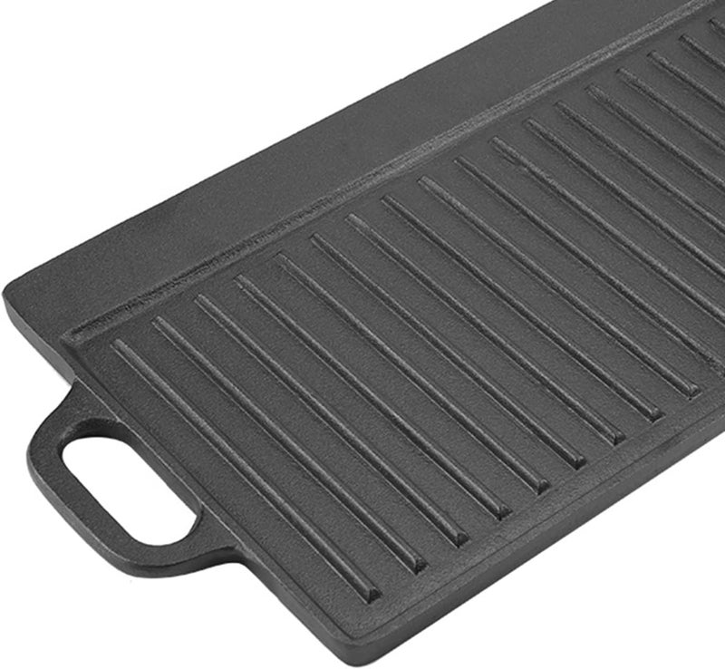 NonStick Cast Iron Griddle Pan with Ridged and Flat Sides for Cooking Eggs Bacon Pancakes and More Ideal for Outdoor BBQ Campfire - Image 2