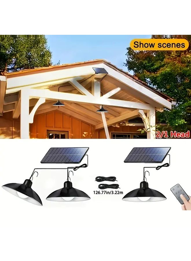 2 Head Solar Pendant Light Outdoor Indoor RV Camping Decor Remote Control - Image 1