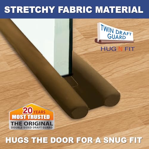 Twin Draft Guard Hug N Fit, Original Dual Draft Stopper Instantly Blocks Air from Entering, Water Repellent, Fits 28”-36” Length with 1.5” Energy Saver Tube - Image 3
