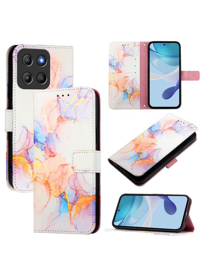 S-TOP Case For Motorola Moto G15 PT003 Marble Pattern Flip Leather Phone Case - Image 1