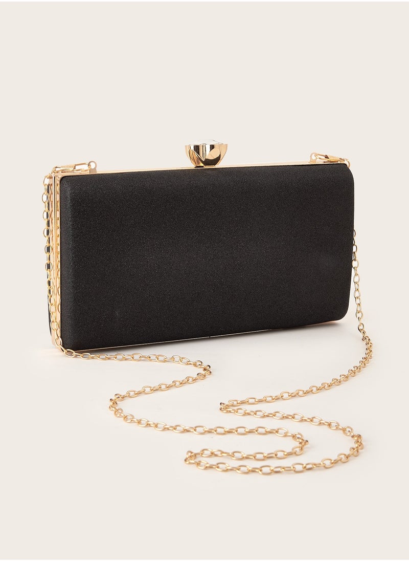 Generic - Glitter, Shiny, Luxury, Glamorous, Elegant, Exquisite Rhinestone Decor Clip Top Velvet Chain Bag For Girls, Women, College Students, Rookies & White-collar Workers For Party, Prom, Wedding - Image 1
