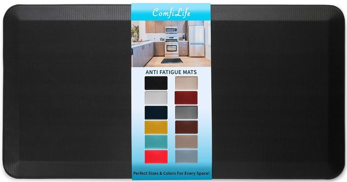 ComfiLife Anti Fatigue Floor Mat  3/4 Inch Thick Perfect Kitchen Mat, Standing Desk Mat  Comfort at Home, Office, Garage  Durable  Stain Resistant  Non-Slip Bottom (24" x 70", Black) - Image 1