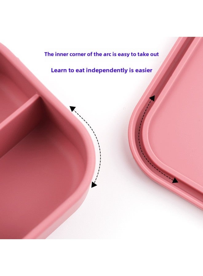Silicone Lunch Box Office Workers Microwave Oven Special Heating Lunch Box Suit Compartment Fresh-keeping Box Food Grade Bento Box-Specifications:gray Blue]  - Image 4