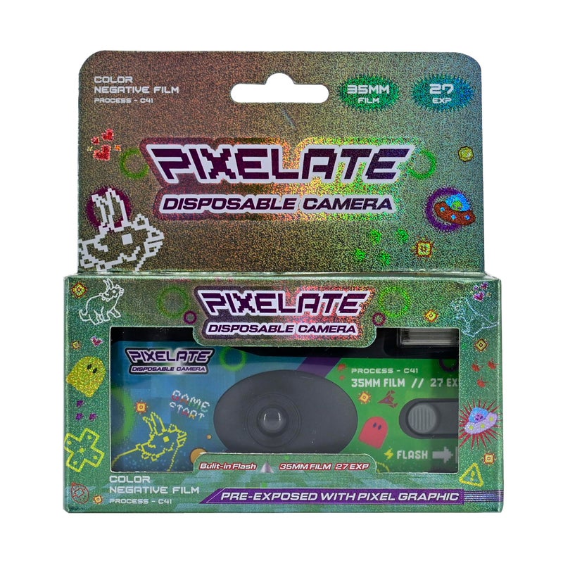 Retocolor Pixelate 400 35mm Disposable Film Camera 27EXP, ISO400, Color Negative Film, Focus Free, Easy to Use, Built in Flash, Single Use (Film and Battery Included) (Pixelate) - Image 1