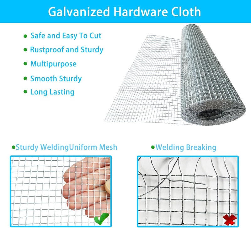 LOVEERCT Store GARDEN & HOME Hardware Cloth 1/4 Inch 16in X 20ft,23 Gauge Hot Dip Galvanized After Welded Cage Mesh Roll Square Chicken Wire Netting Rabbit Fence Snake Fencing Rodent Animals Weasel Raccoons - Image 4