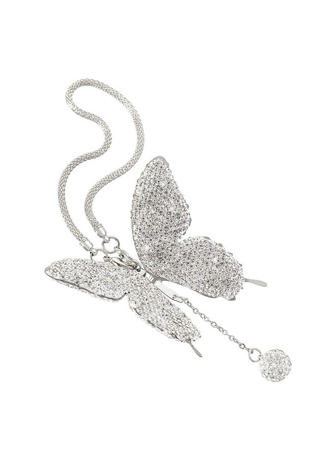 Bukela - Car Hanging Ornament Car Hanging Pendant Butterfly Diamond Car Accessories, Crystal Car Rear View Mirror Charms for Women (White) - Image 1