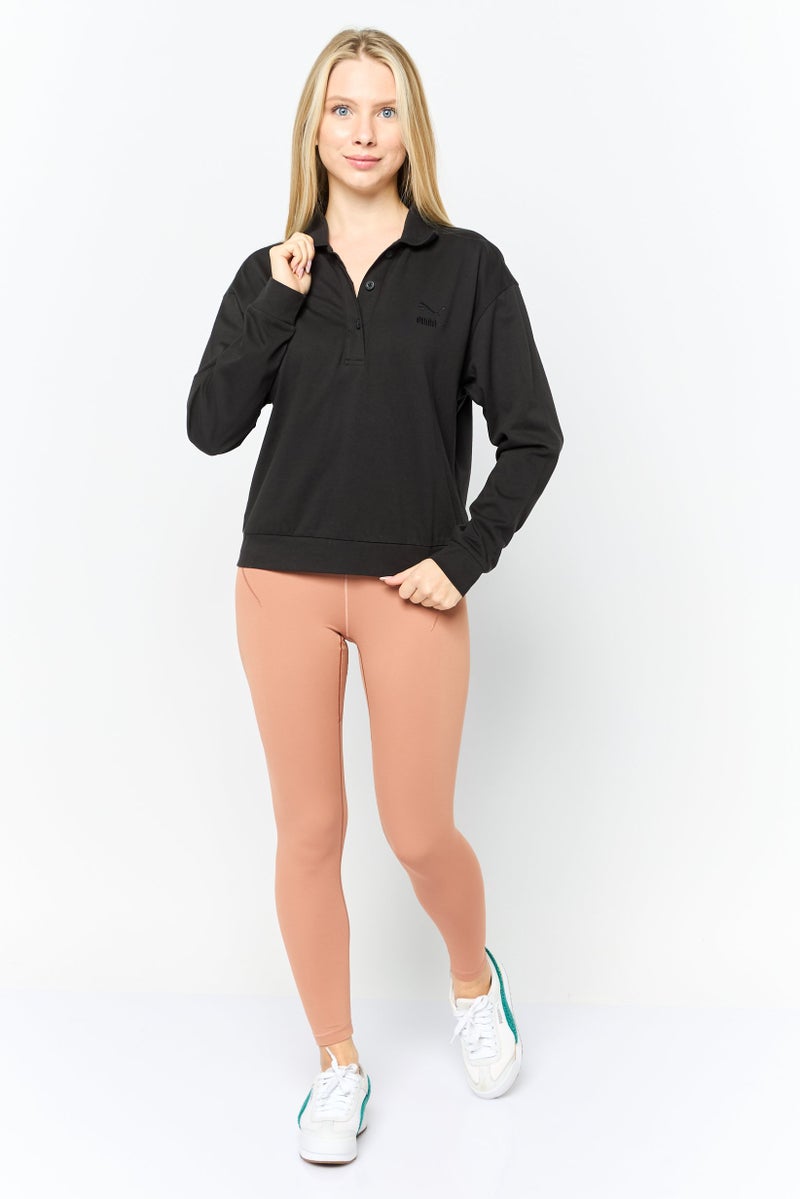 PUMA Women Oversized Fit Long Sleeve Training Polo Shirt, Black - Image 3