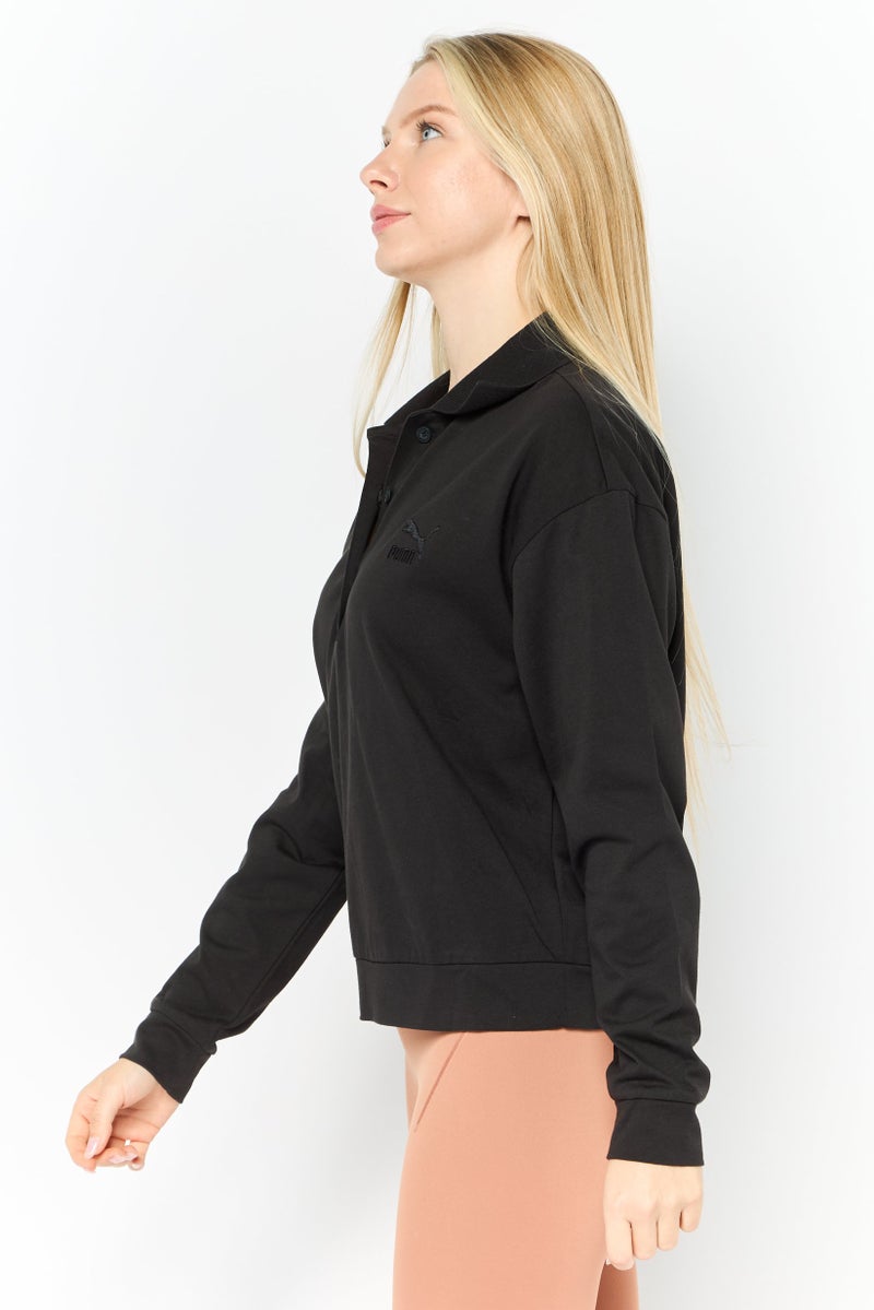 PUMA Women Oversized Fit Long Sleeve Training Polo Shirt, Black - Image 4