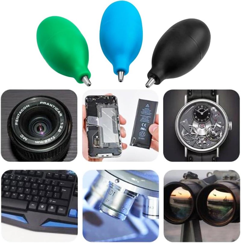 Eyech 3Pcs Blowing Dust Ball Air Blower Mini Squeeze Ball Pump Metal Nozzle Rubber Blowing Pump Cleaning Tool for Camera Lens Watch Mobile Phone Computer Repairing - Image 3
