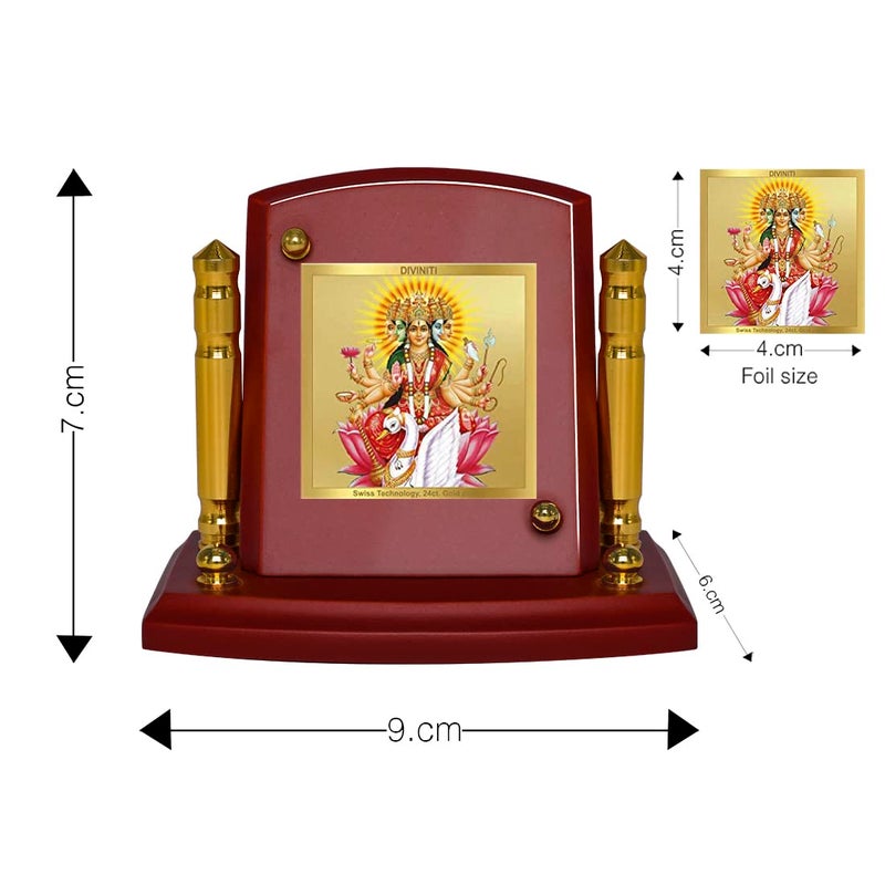 DIVINITI Goddess Gayatri Photo Frame for Car Dashboard Table DecorMDF 1B P Classic Goddess Gayatri and 24K Gold Plated FoilReligious Frame Idol for Pooja Worship Gifts Items 7CM X 9CM - Image 4