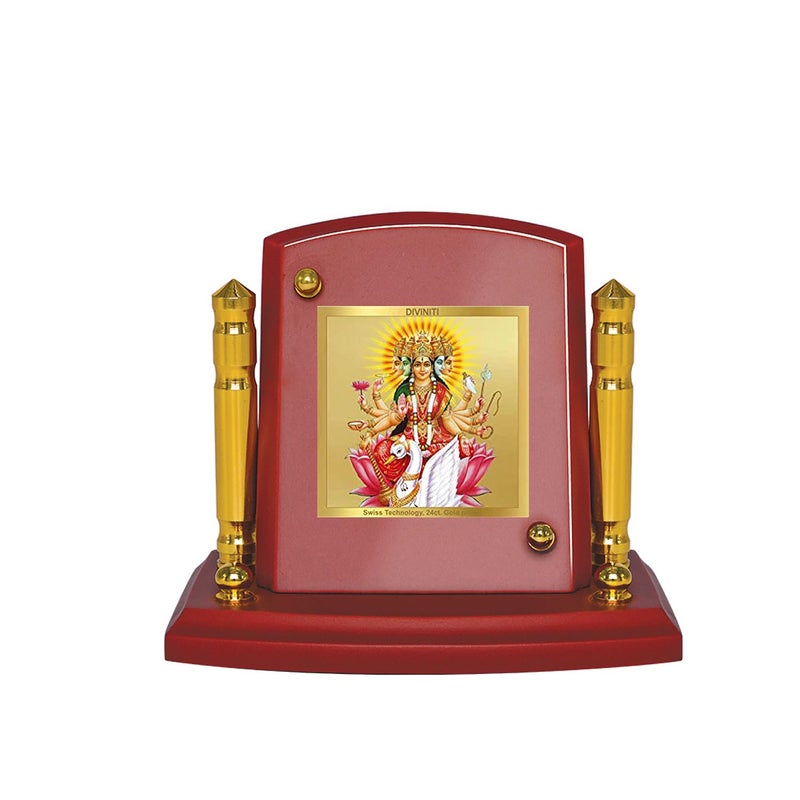 DIVINITI Goddess Gayatri Photo Frame for Car Dashboard Table DecorMDF 1B P Classic Goddess Gayatri and 24K Gold Plated FoilReligious Frame Idol for Pooja Worship Gifts Items 7CM X 9CM - Image 1
