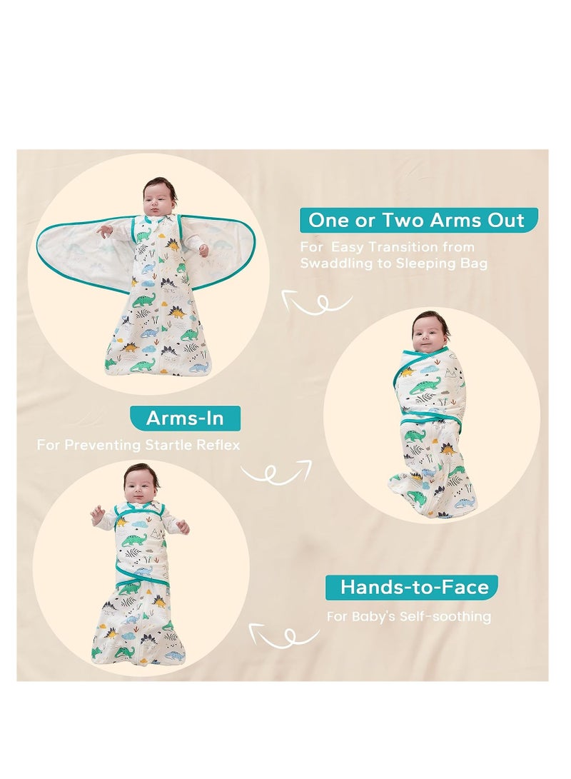 Baby Swaddle Wearable Blanket 3-Way Adjustable Transtion Sleep Sack 100% Cotton Swaddle Wrap with Beanie Cap Infant Cotton Swaddle for Newborn Infant Boy Girl 0-6 Months - Image 3