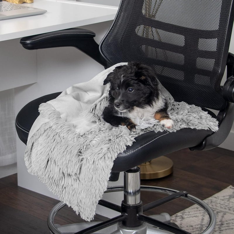 Furhaven Waterproof Throw Blanket for Dogs & Indoor Cats, Washable - Shaggy Plush Calming Long Faux Fur & Velvet Dog Blanket - Mist Gray, Small - Image 3