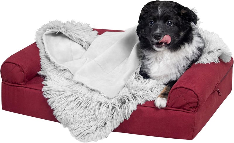 Furhaven Waterproof Throw Blanket for Dogs & Indoor Cats, Washable - Shaggy Plush Calming Long Faux Fur & Velvet Dog Blanket - Mist Gray, Small - Image 1