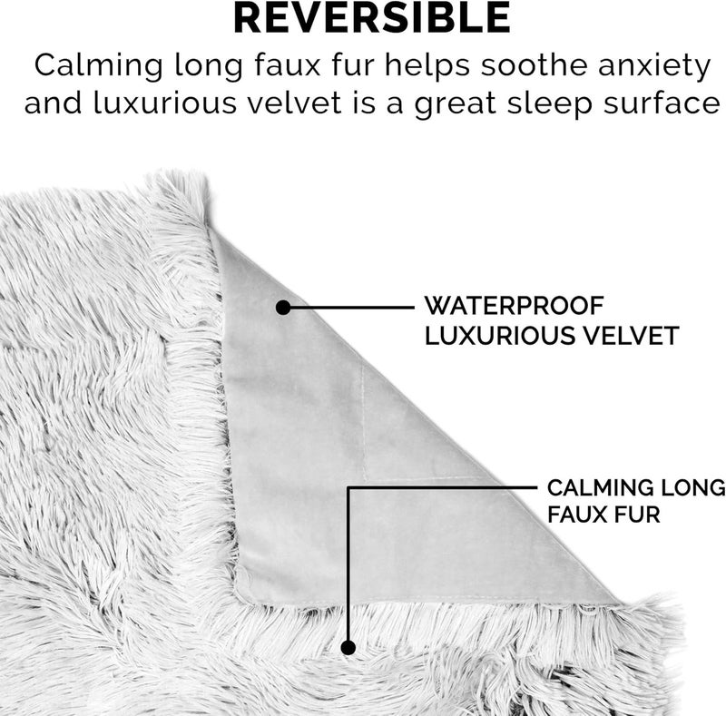 Furhaven Waterproof Throw Blanket for Dogs & Indoor Cats, Washable - Shaggy Plush Calming Long Faux Fur & Velvet Dog Blanket - Mist Gray, Small - Image 4