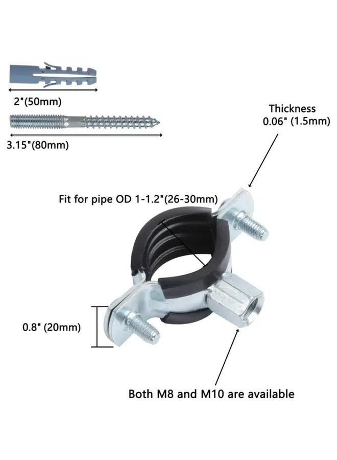 5pcs Adjustable Split Ring Pipe Clamp Bracket With Expansion Tube And Screw For Ceiling Wall Mount - Image 2