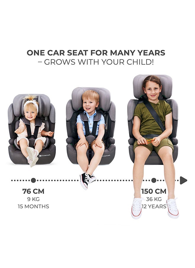 Kinderkraft Car Seat Comfort Up, I - Size Booster Child Seat, With 5 Point Harness, Adjustable Headrest, For Toddlers , Infant, Group 1/2/3, 9 - 36 Kg, Up To 12 Years, Grey  - Image 4