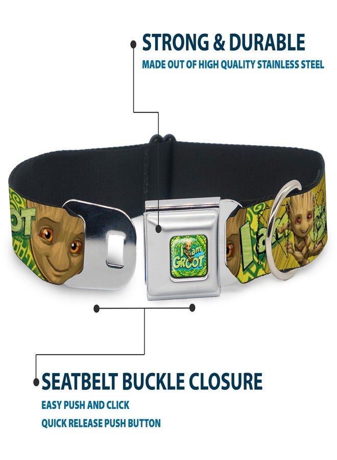 Buckle Down Dog Collar Seatbelt Buckle Baby Groot Pose Face I Am Groot Browns Greens Yellows 18 to 32 Inches 1.5 Inch Wide - Image 4