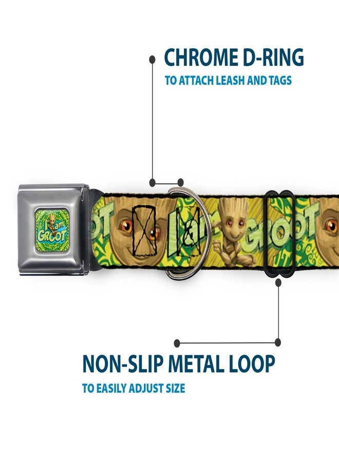 Buckle Down Dog Collar Seatbelt Buckle Baby Groot Pose Face I Am Groot Browns Greens Yellows 18 to 32 Inches 1.5 Inch Wide - Image 5