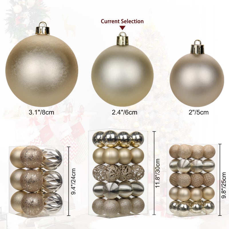 Briful 30PCS 2.36"" Christmas Ball Ornaments Shatterproof Champagne Christmas Tree Decorations Xmas Tree Balls Halloween Ornaments D?cor - Image 3