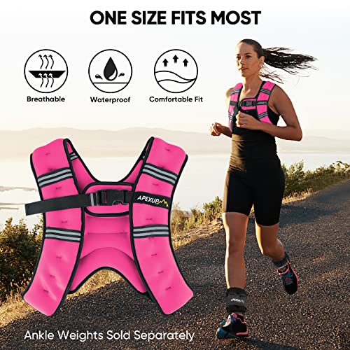 APEXUP 5lbs Weighted Vest Men Women, Weight Vest for Women Workout Equipment for Strength Training Running (Pink) - Image 5